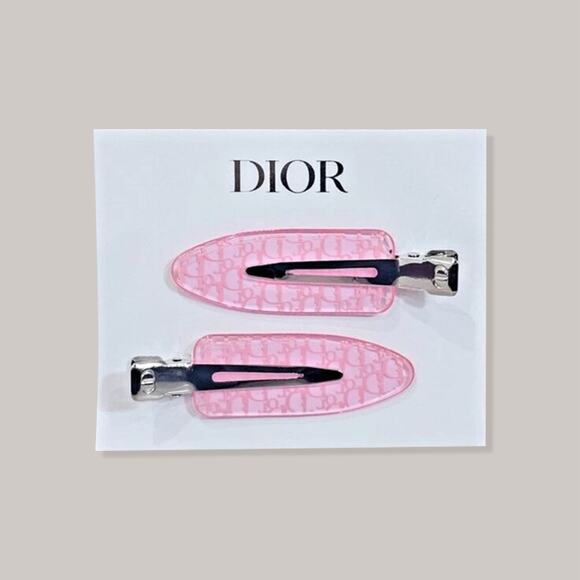 NIB DIOR Beauty Backstage Pink Trotter Print Hair Clips 2 Piece GWP Accessory - Picture 1 of 3